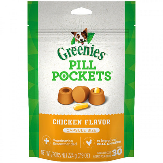 Greenies - Canine Pill Pockets CHICKEN Dog Treat - 224GM (7.9oz) - 30 Caps