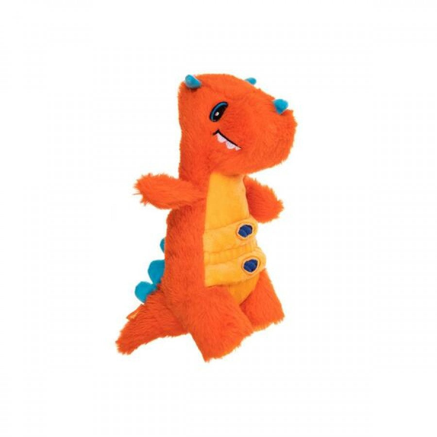 Growl - Stomperz Dino Dog Toy - ORANGE - 26.5CM (10.5in)