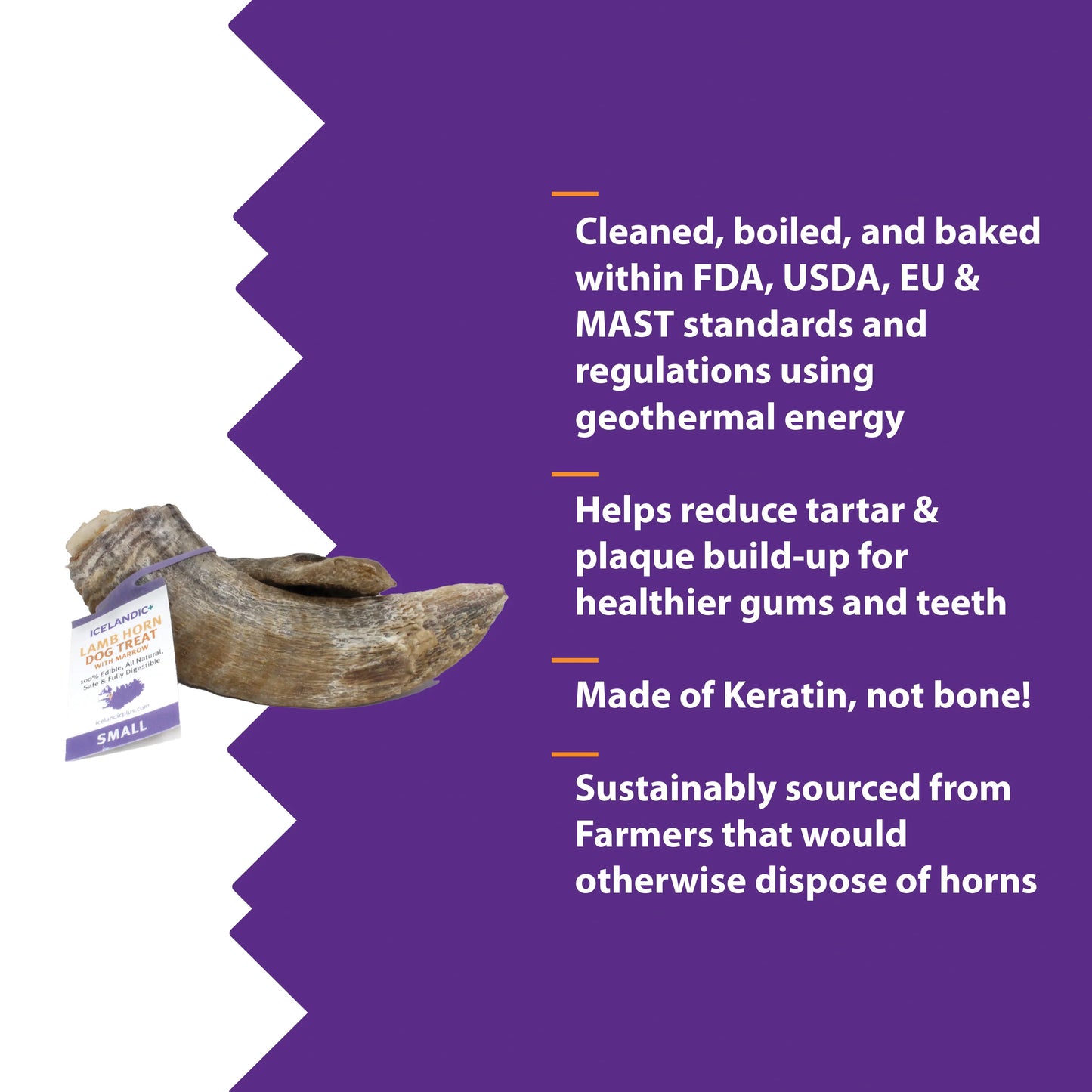 LocalID_68492 Icelandic+ - LAMB Horn with Marrow Dog Chew - SMALL - 10-14CM (4-5.5in)