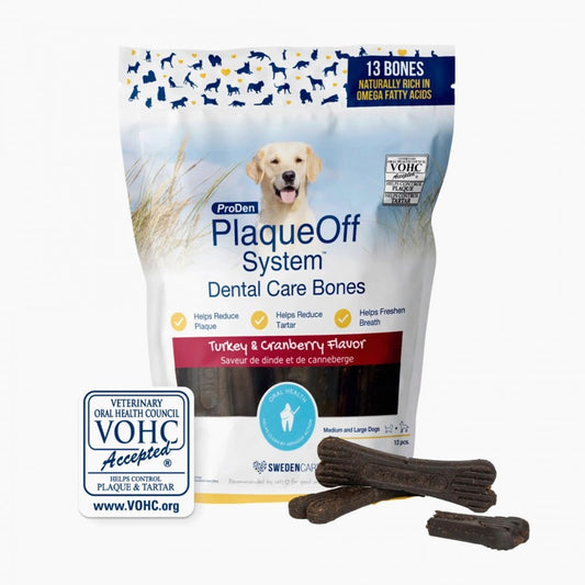 LocalID_69632 ProDen - PlaqueOff Dental Care Bones TURKEY and CRANBERRY Dog Chew - 482GM (17oz)