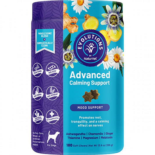 NaturVet - Advanced Calming Soft Chews Dog Supplement - 396GM (13.9oz) - 180CT