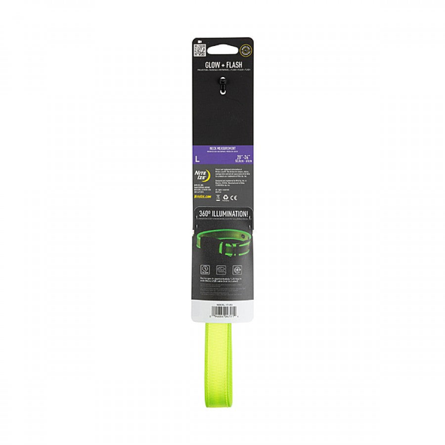 Nite Ize - NiteDog Rechargeable LED Collar - LIME - LARGE - 50.8-61CM (20-24in)