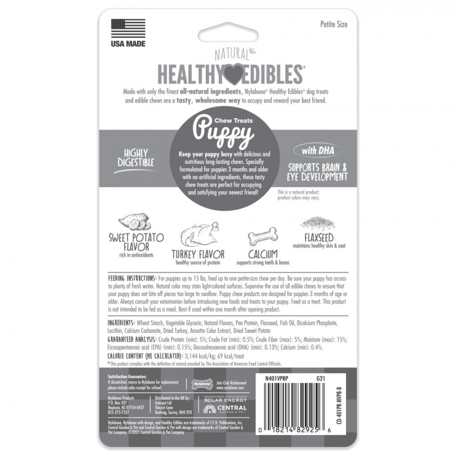 LocalID_68667 Nylabone - Healthy Edibles TURKEY and SWEET POTATO Dog Chew - SMALL - 141GM (4.9oz) - 3PK