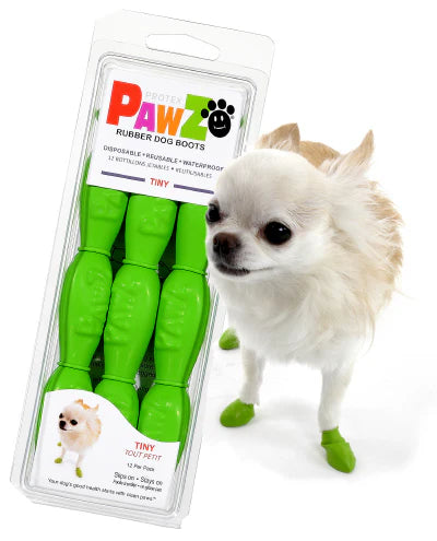 Pawz - Rubber Dog Boots - APPLE GREEN - TINY - Up to 2.5CM (1in) - 12PK