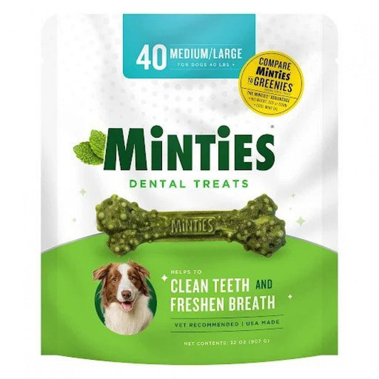 VetIQ - Minties Maximum MINT DENTAL Bones Dog Treat - MD/ LG - 907GM (32oz) - 40CT