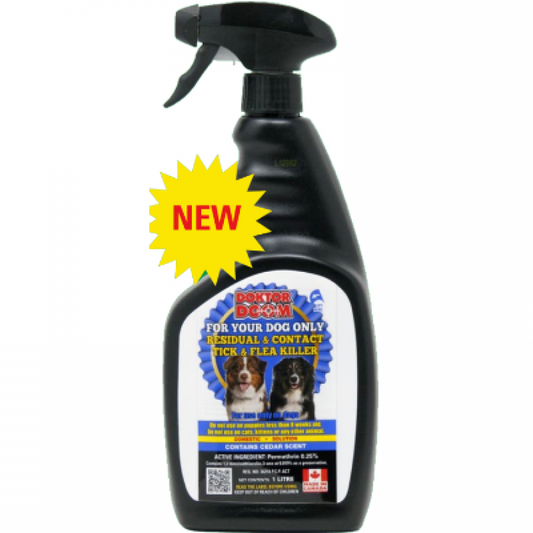 Doktor Doom - Residual & Contact Tick & Flea Killer For Dogs - 1L (34oz)