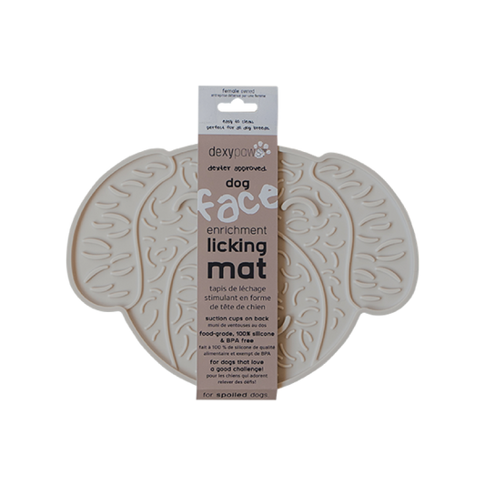 LocalID_64305 Dexypaws - Dog Lick Mat - White Dog Face - 22.5 X 16 X 1cm (9 X 6.5 X .5in) [ID: 16338]