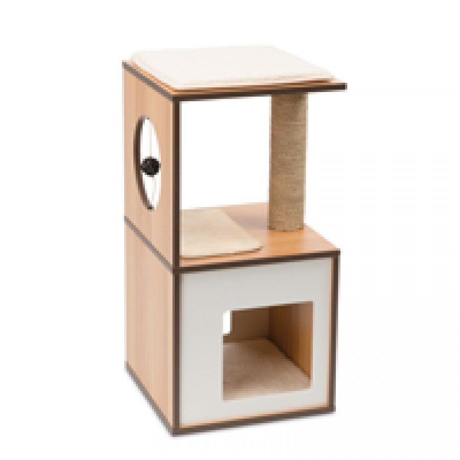 LocalID_65892 Catit - Vesper V-Box Cat Tree - Walnut - SMALL - 37 x 37 x 72.5CM (14.5x14.5x28.5in)