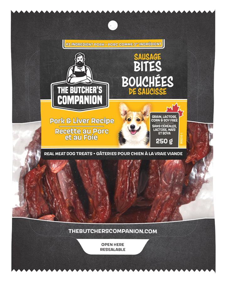 LocalID_61924 The Butcher's Companion - PORK and LIVER Sausage Links Dog Treats - 250GM (8.8oz)