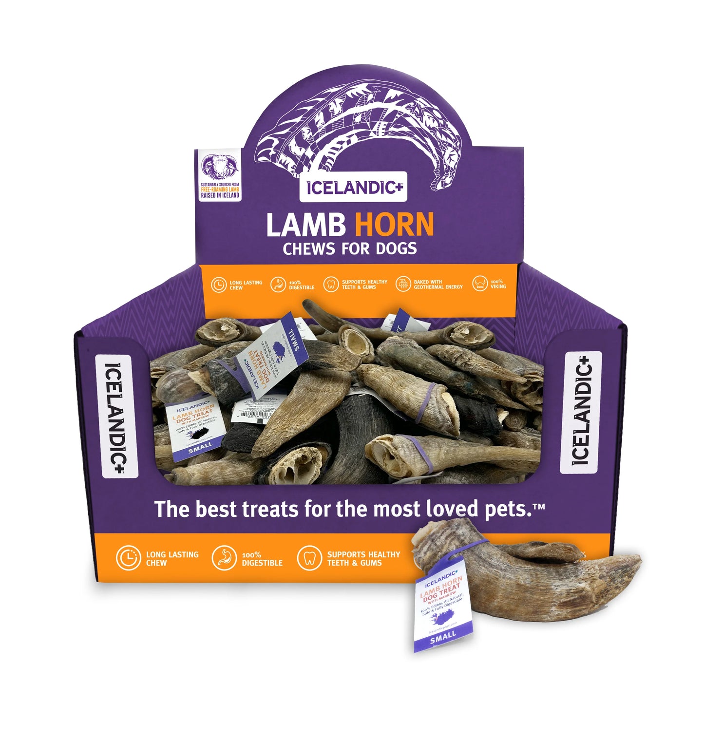 LocalID_68493 Icelandic+ - LAMB Horn with Marrow Dog Chew - SMALL - 10-14CM (4-5.5in)