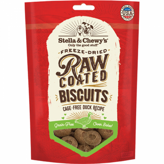 *S.O. - Up to 2 Week Wait* Stella and Chewy's -  Freeze Dried Raw Coated Biscuits Cage Free DUCK Dog Treat - 255GM (9oz)