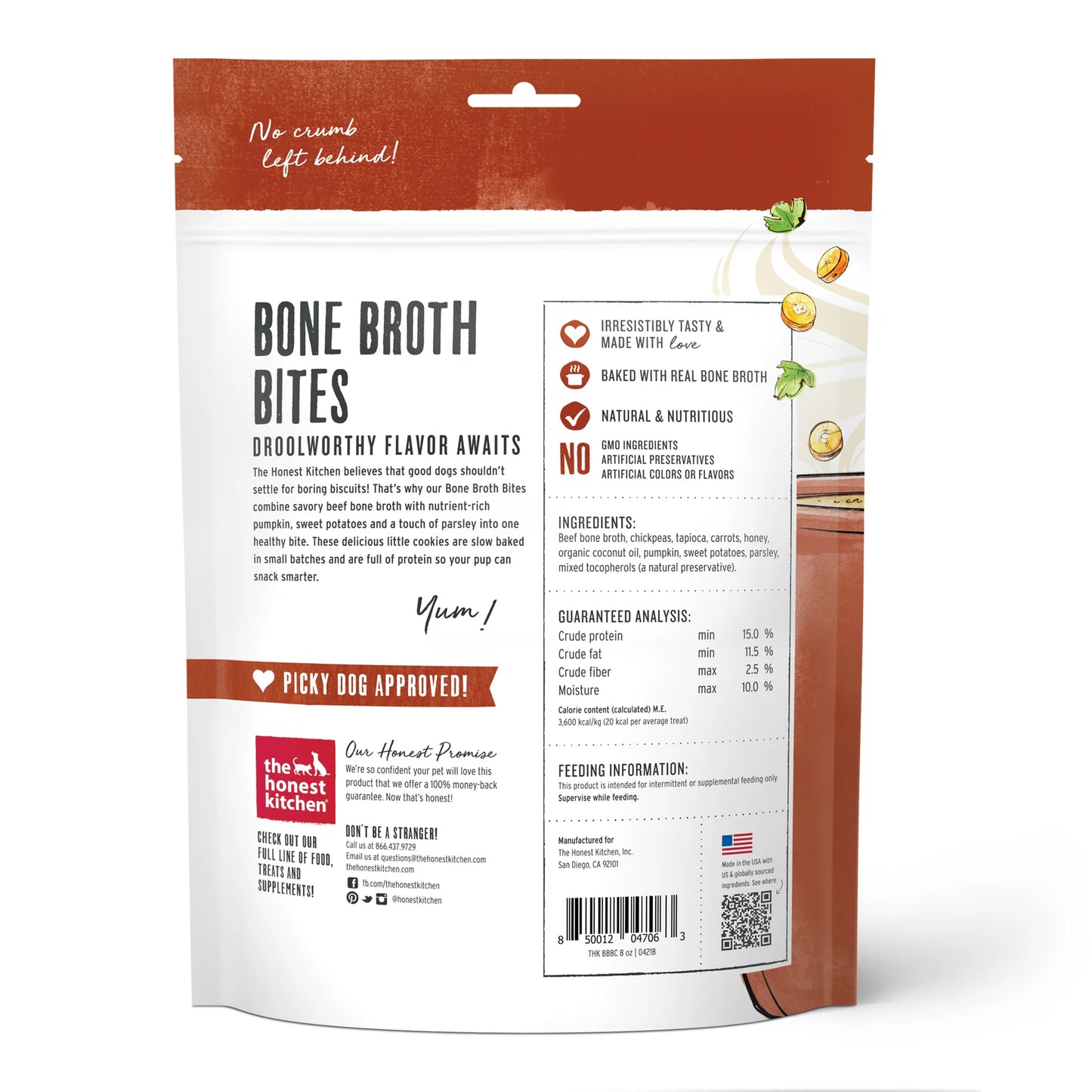 The Honest Kitchen - HK Bone Broth Bites with BEEF Bone Broth & SWEET POTATO Dog Treat - 227GM (8oz)