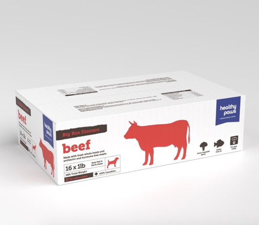 *S.O. - Up to 2 Week Wait* Healthy Paws - Frozen - Big Box Dinner BEEF Dog Food - 16LB