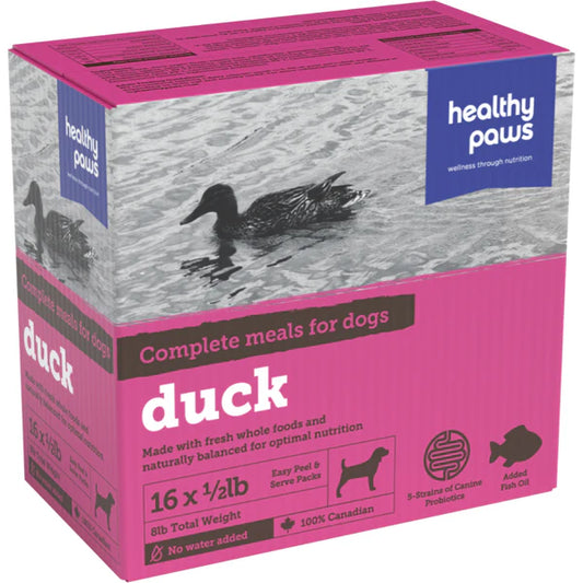 *S.O. - Up to 2 Week Wait* Healthy Paws - Frozen - Complete Dinner DUCK Dog Food - 8LB
