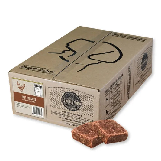 K9 Choice - Frozen - Just CHICKEN Meat & Bone Dog Food - 9.1KG (20lb)