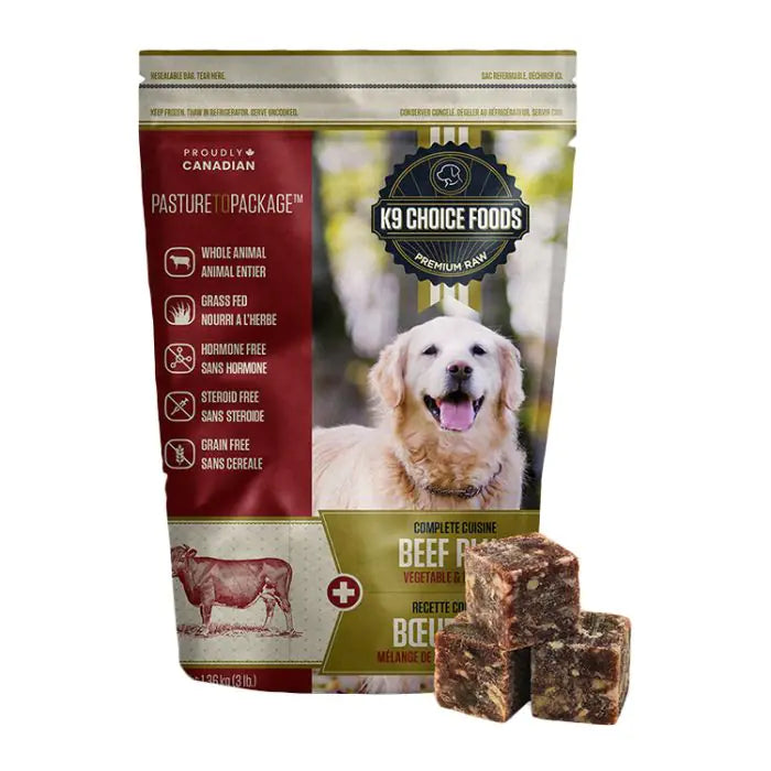 K9 Choice - Frozen - Complete Cuisine BEEF Plus Dog Food - 1.36KG (3lb)