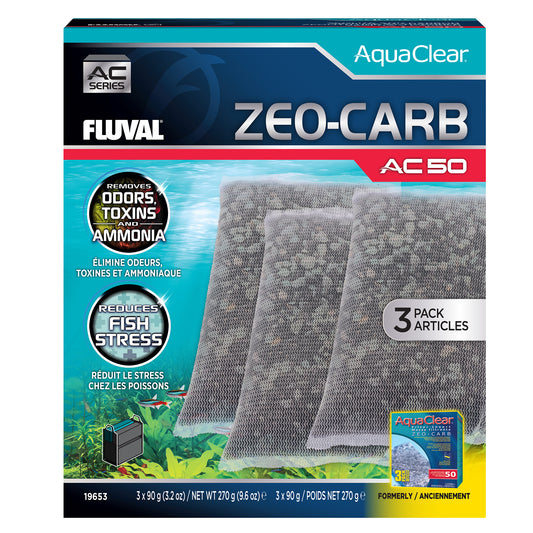 *S.O. - Call for Estimated Arrival* Fluval - Zeo-Carb for AquaClear AC50 Power Filter - 270GM (9.5oz) - 3PK